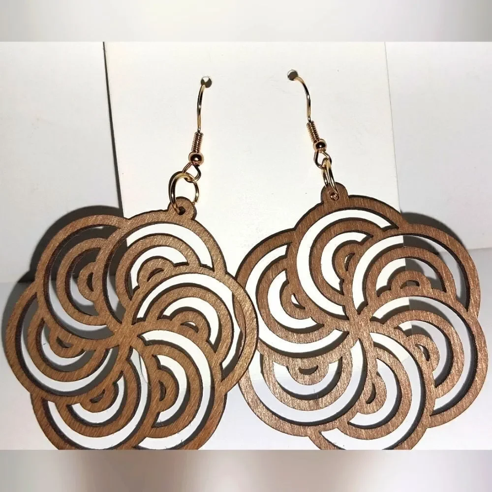 Gorgeous hollow wooden earrings